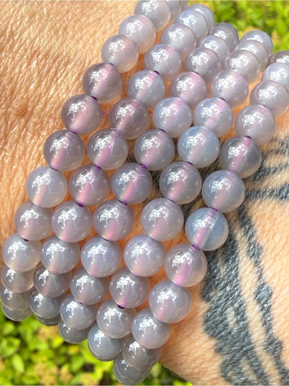 6mm Lavender Purple Chalcedony Beaded Bracelet - Picture 4 of 6